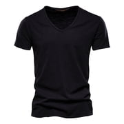 Ketyyh-chn99 T Shirts for Man Solid Color Basic Shirt Tops Men's T Shirt Short Sleeve Crewneck Tee Top Tshirts Regular Black,2XL