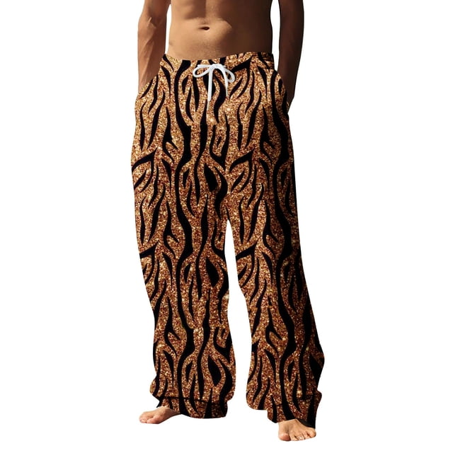 WEAIXIMIUNG Pantalon Extensible pour Hommes Mode Homme Décontractée Imprimé Léopard Numérique 3D Pantalon Droit Décontracté de Bureau