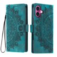 thumbnail image 2 of Flip Case for iPhone 16 Plus , Totem Embossed Flowers Premium PU Leather Wallet Folio Cover with Card Holder Kickstand Compatible with iPhone 16 Plus - Green, 2 of 13