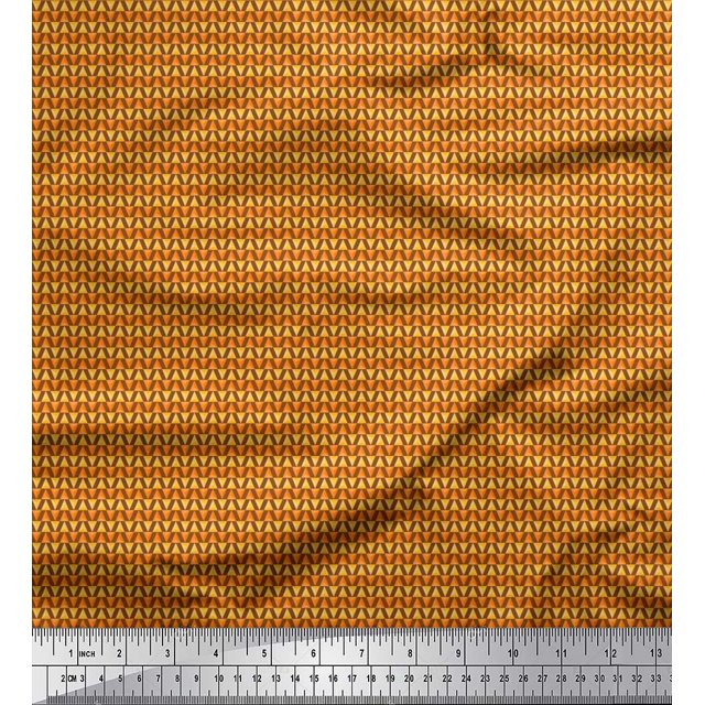 Soimoi Satin Silk Fabric Triangle Shirting Print Fabric by The Yard 42 Inch Wide