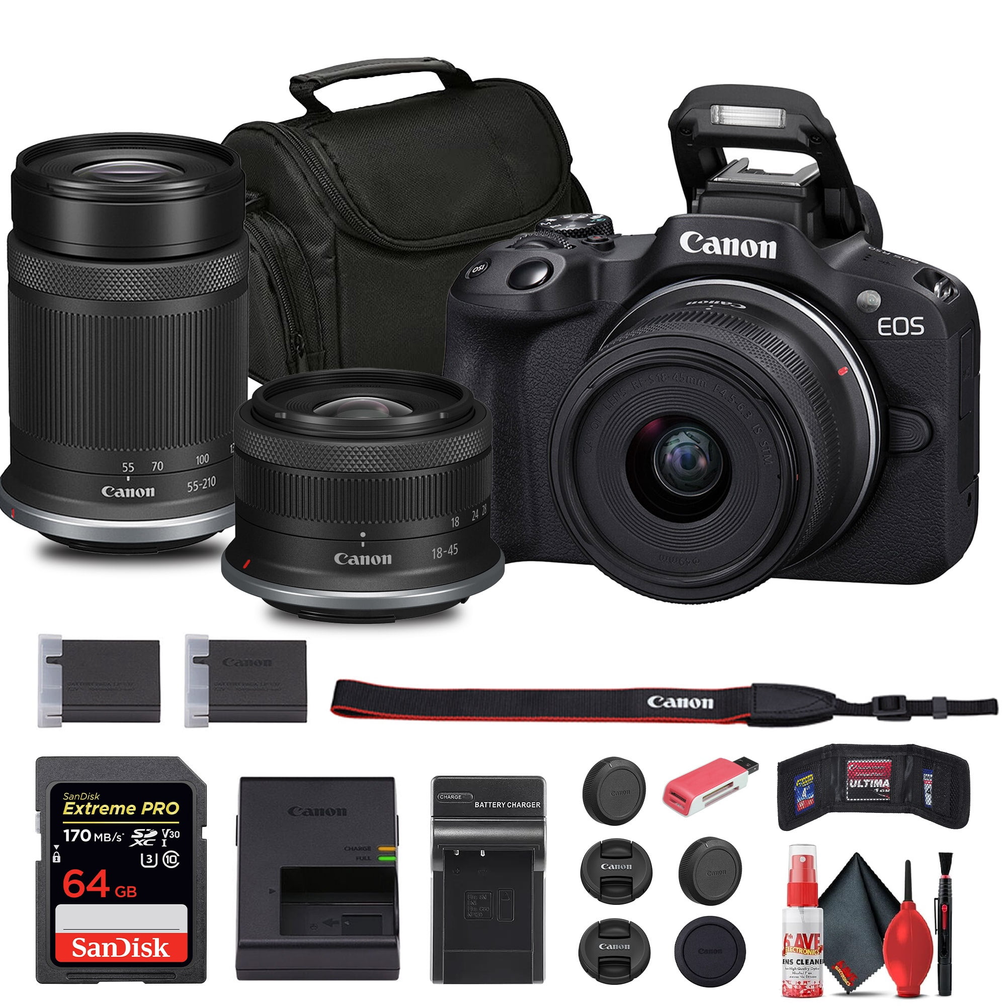 Canon EOS R50 Mirrorless Camera with 18-45mm and 55-210mm Lenses