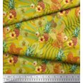 thumbnail image 3 of Soimoi Tissu Popeline de Coton Jaune Imprimé Lys & Fruits de Pin 1 Yard 42 Pouces de Large, 3 of 3