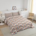 thumbnail image 3 of Erosebridal Modern Geometric Bedding Full Comforter Set, Chic Check Comforter Sets Full Size, Minimalism Minimalst Reversible Down Comforter, Breathable Bedroom Decor, 3pcs, 3 of 8