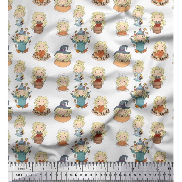 Soimoi Rayon Fabric Cute Girl Kids Print Sewing Fabric Yard 56 Inch Wide