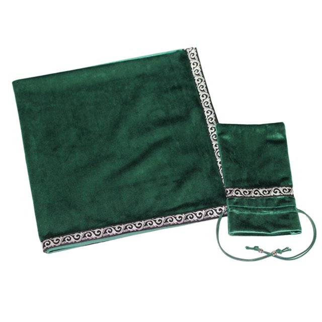 Classic Pattern Altar Drawstring Pouch Table Cloth Green