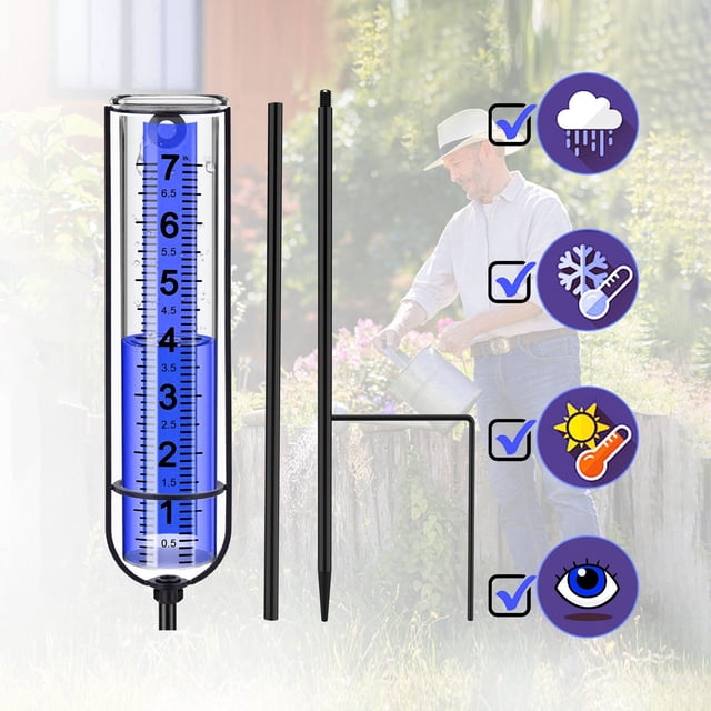 Chmadoxn Home Decor, Rain Gauge Freezes Proof Rain Gauge Outdoor Besting Rated Large Clear Numbers Rain Gauges For Yard With Stake Adjustable Height Rain Measuring Tool For Garden Rain Gauge