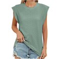 thumbnail image 1 of Besolor Débardeurs d'Été pour Femmes Col Rond Sans Manches Chemises à Illets Décontractées Blouse Tendance Couleur Unie, 1 of 7