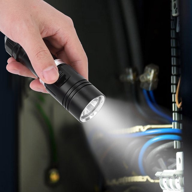 YUMILI L2 LED Flashlight Waterproof Torch 100M Diving for Camping Stepless Dimming(black)