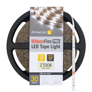 Armacost Lighting RibbonFlex Pro 12V White LED Strip Lights 30 LED/m, 2700K, 32.8 ft 131250