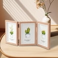 thumbnail image 3 of veasfak Hinged Photo Frame Wood Rectangle Picture Frame 4x6 for Bedroom Desk Desktop Brown Triple Fold, 3 of 8