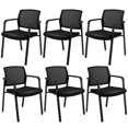 thumbnail image 1 of Gymax Ensemble de 6 Chaises de Bureau pour Conférence, Chaises Empilables en Maille pour Réception d'Invités avec Roulettes, 1 of 8