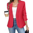 thumbnail image 1 of IMENGL Fall long sleeve notch collar cropped cardigan coat brown, Red 3XL, Size M-5XL, 1 of 7