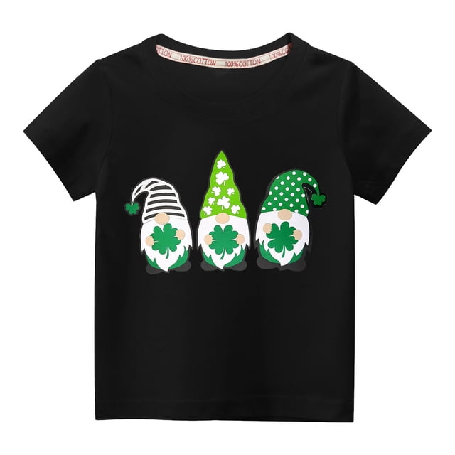 vdgthytj Enfants Garçons Filles T-Shirts de la Saint-Patrick Trèfle Graphique Col Rond Manches Courtes Hauts d'Été Blouse