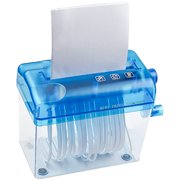 yeacher Compact Hand-Crank Paper Shredder for Home & Office - Mini Desktop Document Destroyer in Blue, Black, or Red