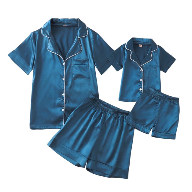 Ensembles de Pyjamas à Manches Courtes 2PCS pour la Famille Taille Verte Bébé-Enfant-Adulte Unisexe