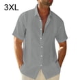 thumbnail image 4 of Wweixi Men's Button Down Shirt Boys Summer Pool Party Beach Walking Solid Color Simple Design Tops Daily Working Clothes Grey XXXL, 4 of 5