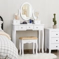 thumbnail image 3 of Costway Vanity Table Set Dressing Table Set W/5 Drawer Make Up Table and Stool Set White, 3 of 10
