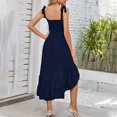 thumbnail image 5 of TopLLC Robe d'Été pour Femmes Robe Longue Maxi Bohème à Bretelles Spaghetti Col Carré Couleur Unie à Volants Robe de Plage Grande Taille, Robe de Plage, 5 of 5