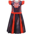 thumbnail image 1 of Kids Girls Halloween Skull Cheer Leader Costume Flutter Sleeve Dance Dress Rooter Team Uniform, 1 of 6
