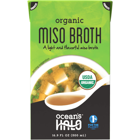 Ocean's Halo, Organic Miso Broth, Vegan, Shelf-Stable, Heat and Serve, 500 mL.