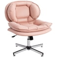 thumbnail image 1 of HOMCOM Chaise de Bureau à Croisillons, Chaise de Bureau Grand Sans Accoudoirs, Sans Roulettes, Rose, 1 of 10