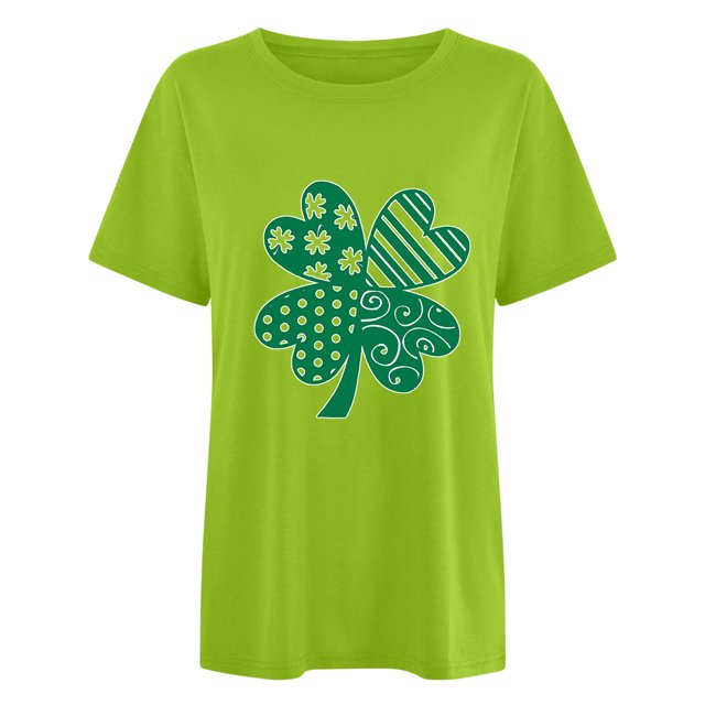 Penkiiy T-Shirt à Manches Courtes à Col Rond pour Femme, Mode, Imprimé de la Saint-Patrick, Décontracté, Ample, 2TG, Vert Menthe