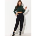 thumbnail image 3 of INSPIRE CHIC Veste de Rentrée pour Femme Manches Longues à Simple Boutonnage Veste en Denim Courte TP Vert Foncé, 3 of 5