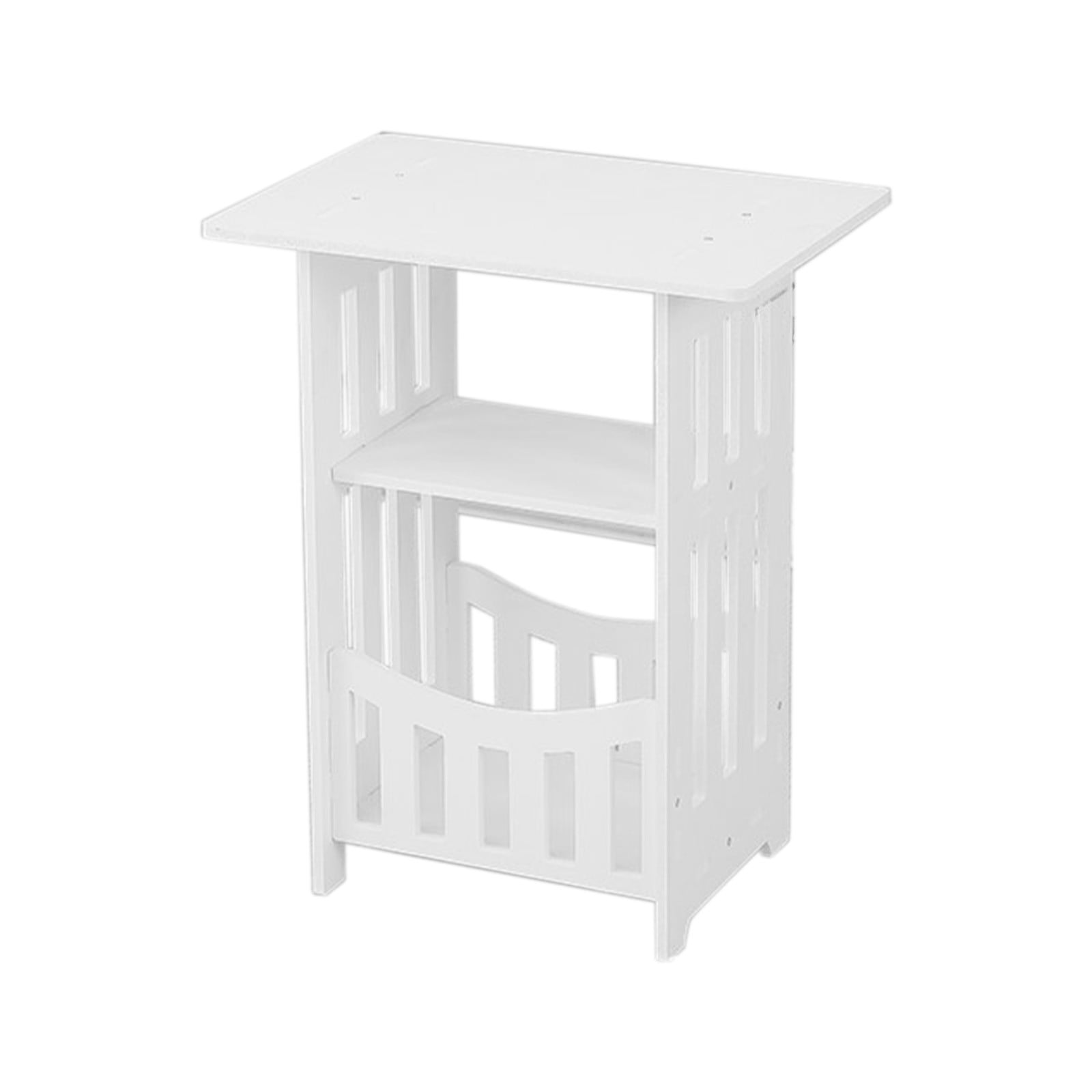yulier White Storage Nightstand Bedside Table Bedroom Storage Cabinet Living Room Small Side End Table Storage Shelf, 15.7"x12.6"x8.6"