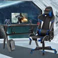 thumbnail image 2 of Goplus X-Shaped Gaming Desk & Racing Style Massage Chair Set Home Office Black+Blue, 2 of 10