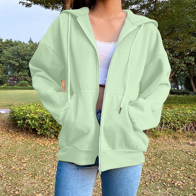 Chandails à Capuche Zippés pour Femmes Rabais de 50 % en Liquidation Blouse Mode Manches Longues Hauts Chandail Poches à Capuche