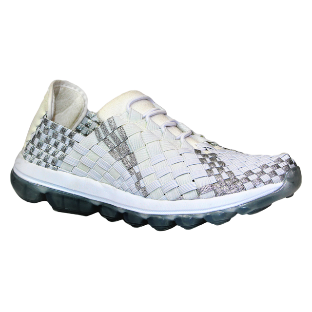 Bernie Mev's Womens Victoria Gummies Walking Shoes - White Silver Metallic
