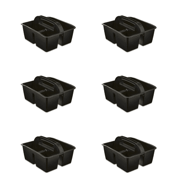Storex Small Plastic Caddy, Rectangular Desktop Craft and Hobby Organizer, 8.75’’ x 7.67’’ x 4.44’’, Black