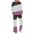 thumbnail image 4 of Yuyuzo Womens Pajama Sets 2 Piece Color Block Long Sleeve Crew Neck Tops Lounge Pants with Pockets, 4 of 6