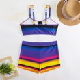 thumbnail image 4 of Women Plus Size Tankini, Tummy Control Swimsuits Two Piece with V Neck and Removable Pads, Soft Stretchy Fabric Swimwear for Beach, Pool, Summer Vacation, 4 of 5