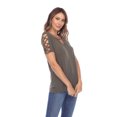 thumbnail image 2 of White Mark Women's 2-Pack White Keyhole Cutout Round Neckline Short Sleeve Top, 2 of 5