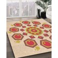 thumbnail image 3 of Ahgly Tapis Rond Lavable en Machine Intérieur Transitionnel Kaki Or, 4 Pieds Rond, 3 of 7