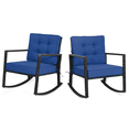 thumbnail image 1 of Patiojoy 2 PCS Outdoor Wicker Rocking Chair Glider Rattan Rocker Recliner with Navy Cushion, 1 of 8