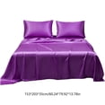 thumbnail image 3 of Soft Solid Matte Satin Hotel Silk Sheet Set Dull Deep Pocket Fitted Sheet Flat Sheet Pillowcase, 3 of 6