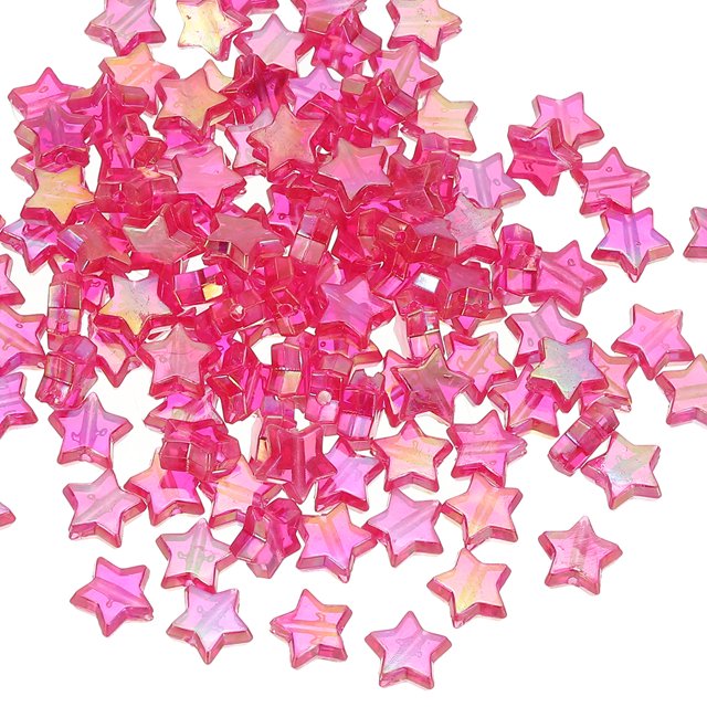 Uxcell Perles Étoile Cristal 11mm, 400 Pcs Perles Étoile Acrylique, Rouge Rose