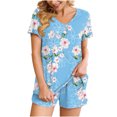 thumbnail image 1 of Birdeem Ensemble de Pyjama Confortable pour Femmes 2 Pcs Col en V Manches Courtes Ensemble de Sport, 1 of 5