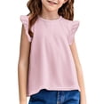 thumbnail image 1 of WEIYLL Girls Graphic T Shirts Basic Ruffle Fly Sleeve Cute Tunic Crewneck Summer Casual Child Tee Tops for 6-7 Years, 1 of 6
