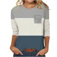 thumbnail image 1 of Blouses pour Femmes Haut Décontracté Uni à Col Rond à Manches 3/4 et à Poche à Manches 3/4 pour Femmes, 1 of 1
