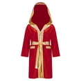 thumbnail image 1 of Alvivi Enfants Garçons Robe de Boxe Art Martial Muay Thaï Uniforme Manches Longues Kick Boxe Robe à Capuche Ensembles Bourgogne 12, 1 of 7