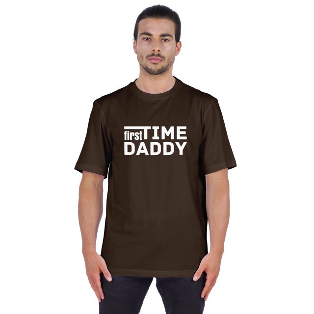 Inkmeso Men's Graphic Printed "First Time Daddy" Short Sleeve Tee Shirt Jersey Shirt For Dad