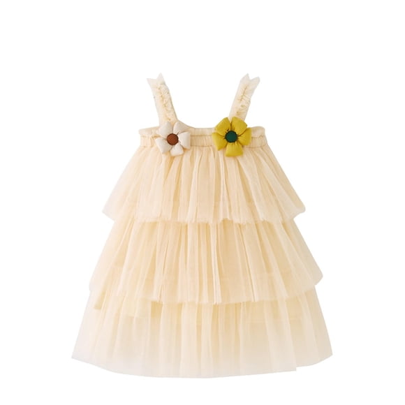 Toddler Baby Girl Princess Dress Summer Sleeveless Layered Tulle Dress Girls Party Dresses with Floral