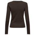 thumbnail image 2 of ONLY Chemise à Manches Longues pour Femme - Haut à Col Rond ONLRILEY, Manches Longues, Col Rond, Coton Extensible Brun Foncé TP (Très Petit), 2 of 6