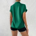 thumbnail image 3 of Women Solid Color Tops Button V Neck T-Shirts Blouse, 3 of 8