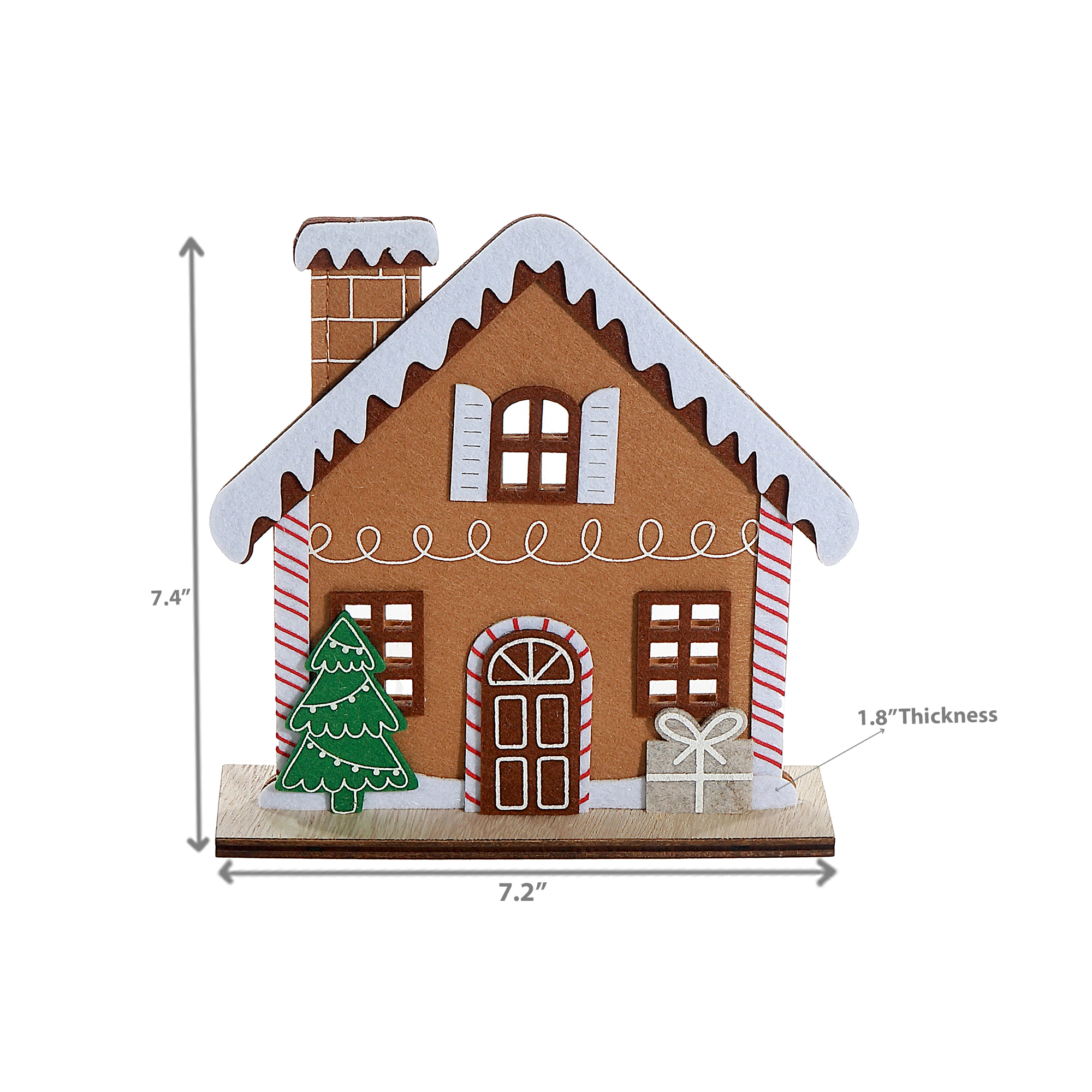 Maison En Pain DÉpices En Feutre Sur Socle En Bois - Lot De 2