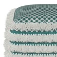 thumbnail image 4 of Simpli Home Pouf Tissé Carré Boho Leah en Turquoise et Blanc, 4 of 5
