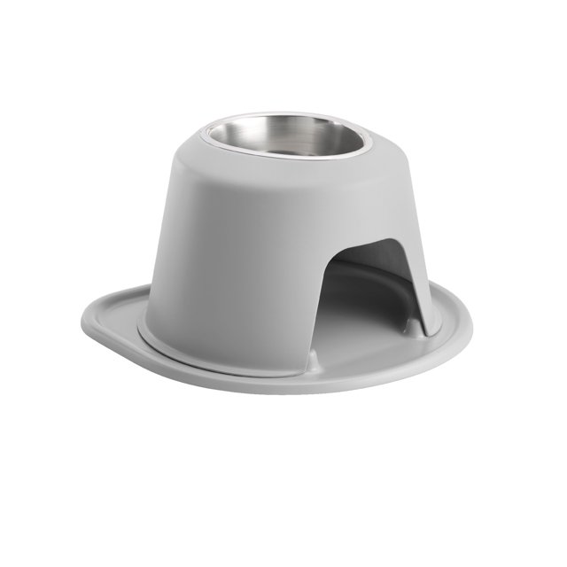 WeatherTech Système d'Alimentation pour Animaux Simple Haut Support de 8 Pouces de Hauteur - Acier Inoxydable - Gris Pâle